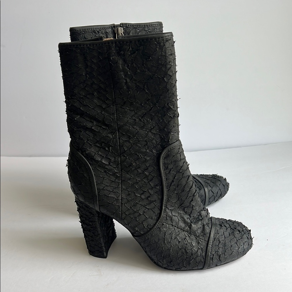 Leon Max Black Textured High-Heel Ankle Boots. 10. GUC!🔥